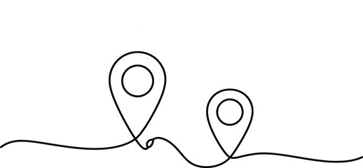 Map pin continuous line route Vector