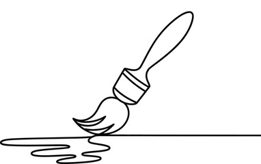 Paint brush continuous line drawing Vector