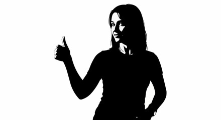 Silhouette of a woman giving a thumbs up gesture.