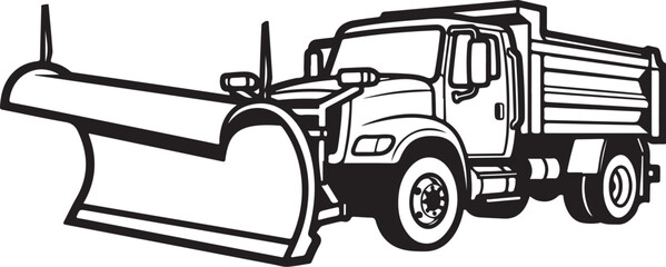 Snow plow dump truck vector illustration for winter road upkeep