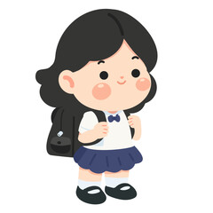 Illustration of a Young Student with Backpack