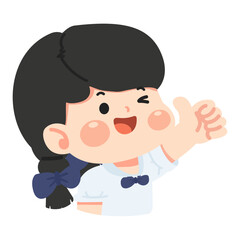 Cartoon Girl Giving a Thumbs Up
