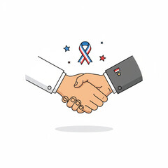 Vector-style handshake between a civilian and a veteran in appreciation.