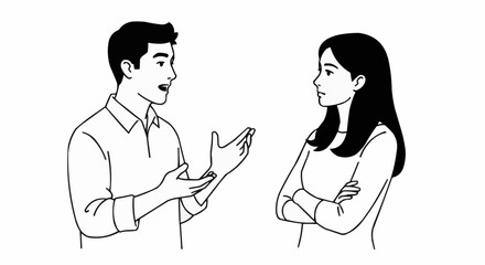 Man and Woman in Conversation with Differing Opinions.