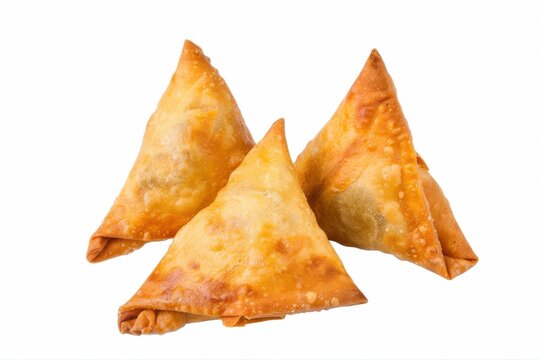 Delicious golden samosas savory Indian snacks ready to eat appetizer on on transparent background