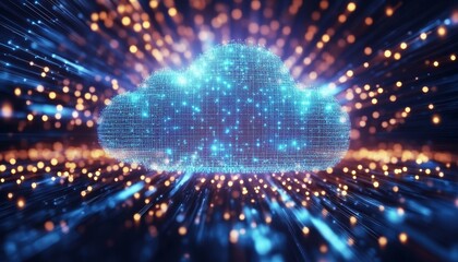 Obraz premium Data Communication in Digital Cyberspace Conceptual Image of Cloud and Server Data Exchange