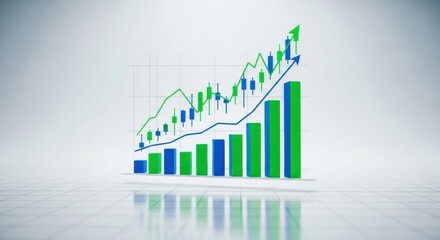 Upward trending stock market chart showing financial growth and success in business investment and economic development