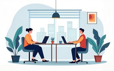 Obraz premium Hybrid work with flexible working from office and home tiny person concept. Workplace location for employees vector illustration. Remote job with distant online solution and part time business center.
