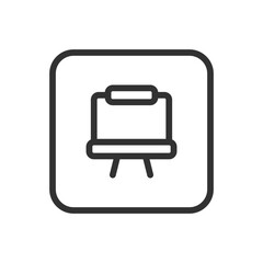 School, Learning Blackboard line icon – chalkboard outline with frame for education apps, classroom UI, e-learning interface