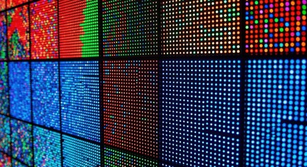 Abstract led display showing colorful patterns and vibrant lights in a modern technology showcase