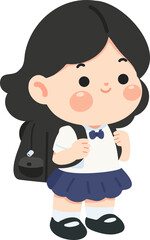 Obraz premium Illustration of a Young Student with Backpack