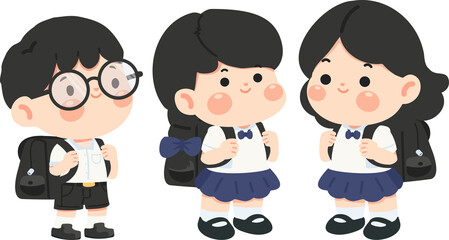 Illustration of Students Wearing School Uniforms