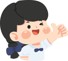 Cartoon Girl Giving a Thumbs Up