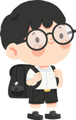 Illustration of Boy Wearing Glasses and Backpack