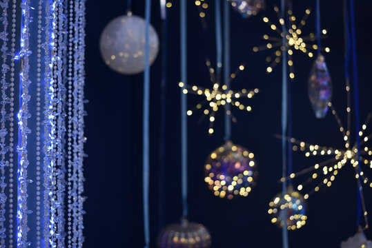 Christmas. New Year's ornaments on a blue background
