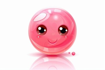 Fototapeta premium Pink kawaii bubble vector illustration Cartoon smile face happy design on transparent background