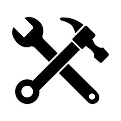 Repair Tools Hammer and Wrench Icon.