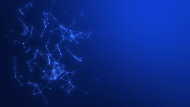 Abstract ai tech cyber connect lines and dots background. Molecular atom network particles grid evolution big data motion design concept. Loop
