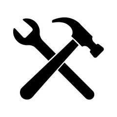 Wrench and Hammer Tools Icon on White Background.