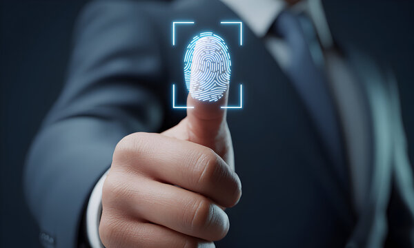 Secure your future with biometric identification technology, featuring a fingerprint scan for data protection, access control, and advanced security systems in action today