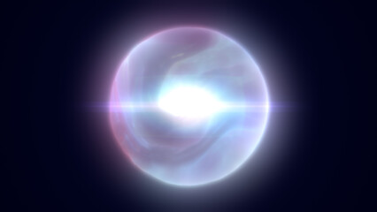 Abstract glowing sphere blending yellow and blue light, symbolizing creation, energy, and transformation
