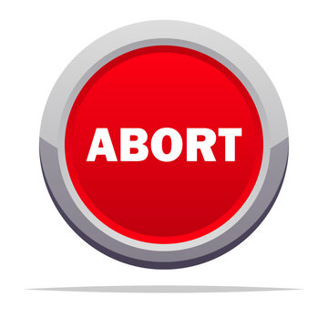 Red abort button vector isolated illustration