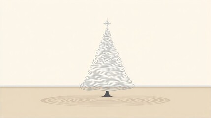Minimal Christmas Tree Line Art Vector Illustration with Elegant Outline for Modern Holiday Template Design