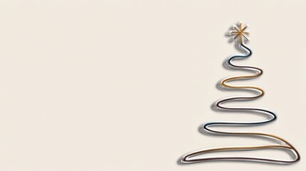 Minimal Christmas Tree Line Art Vector Illustration with Elegant Outline for Modern Holiday Template Design