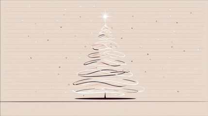 Minimal Christmas Tree Line Art Vector Illustration with Elegant Outline for Modern Holiday Template Design