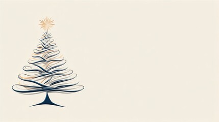 Minimal Christmas Tree Line Art Vector Illustration with Elegant Outline for Modern Holiday Template Design