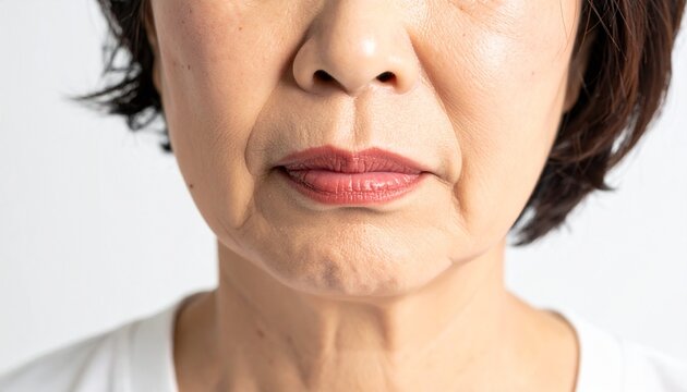 中年女性の口元