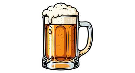 Frothy Beer Mug: Refreshing and Delicious Drink with a Clean Vector Design Style © AgnaPutri