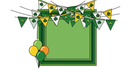 A Charming St. Patrick's Day Vector Graphic Featuring Festive Frame, Garland and Balloons