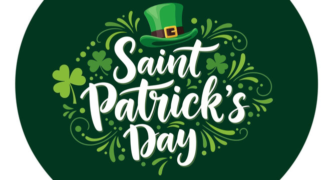 Festive Saint Patrick's Day Vector Design with a Green Hat and Shamrock Accents