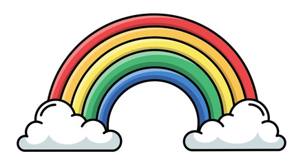 Naklejka premium Colorful Rainbow Illustration A Vibrant Arc in the Sky with Clouds
