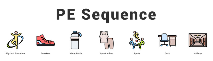 PE Sequence Modern and clean web banner illustration featuring thematic icons for visual communication