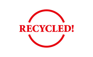 RECYCLED! - Red Rubber Stamp with text RECYCLED!
