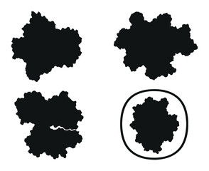 Black puzzle shapes on gradient background with highlighted piece