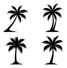 Silhouetted palm trees at night: tropical evening scene