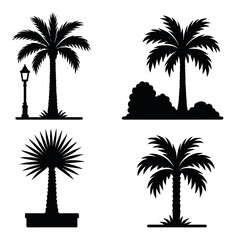 Palm tree silhouettes on textured background with street lamp