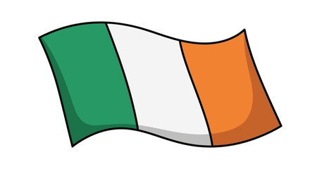 Vibrant illustration of the waving Irish national flag, symbolizing heritage, culture, and national identity