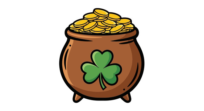 Pot of Gold with a Shamrock A Symbol of Luck and Fortune for St
