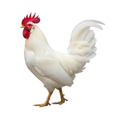 Fototapeta premium White rooster bird isolated cutout transparent PNG