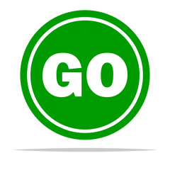 Round go sign vector isolated illustration