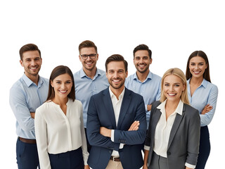 Dynamic team of smiling professionals ready to grow your business, showcasing collaboration, diversity and confident leadership in modern business world success