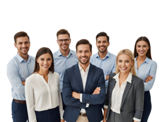 Dynamic team of smiling professionals ready to grow your business, showcasing collaboration, diversity and confident leadership in modern business world success