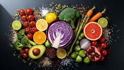 Colorful Assortment of Fresh Fruits and Vegetables