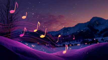 Magical Musical Notes in a Winter Wonderland at Dusk