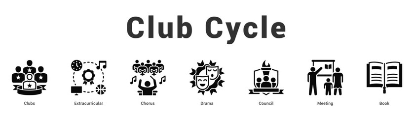 Club Cycle Modern and clean web banner illustration featuring thematic icons for visual communication