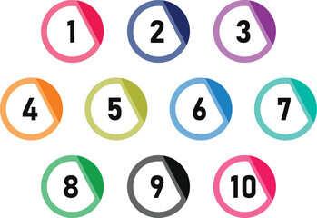 Colorful bullet number icon design from one to ten
